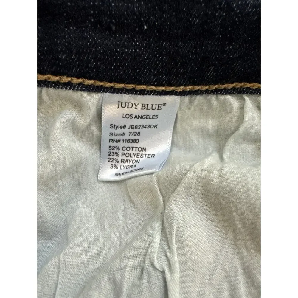 Judy Blue Flare Jeans Dark Wash Mid Rise Stretch 7 28 Classic Retro - Picture 9 of 9